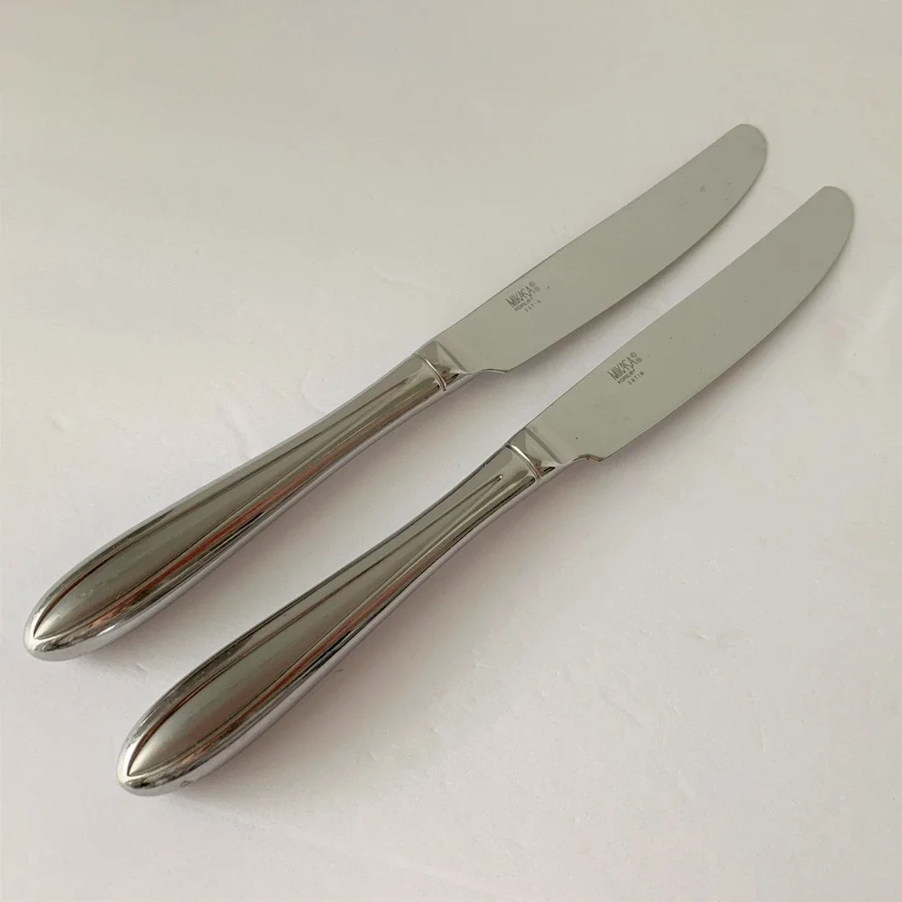 Mikasa SATIN Frost Center Stainless Steel Lot of 2 French Hollow Dinner Knives